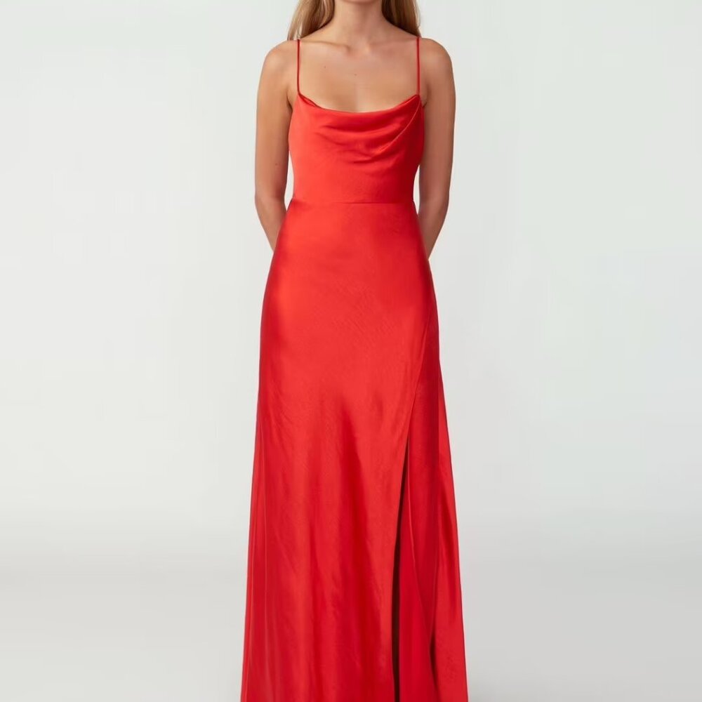 Red Strappy Draped Gown | NWT | Size 6 | Fame and Partners